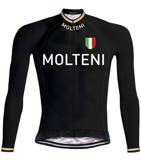 Camicia da ciclismo retrò Molteni Nero (Pile) - REDTED