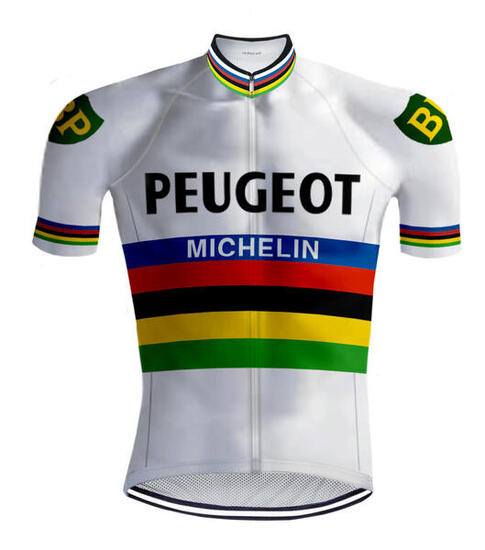Retro Radtrikot Peugeot Regenbogen - Redted