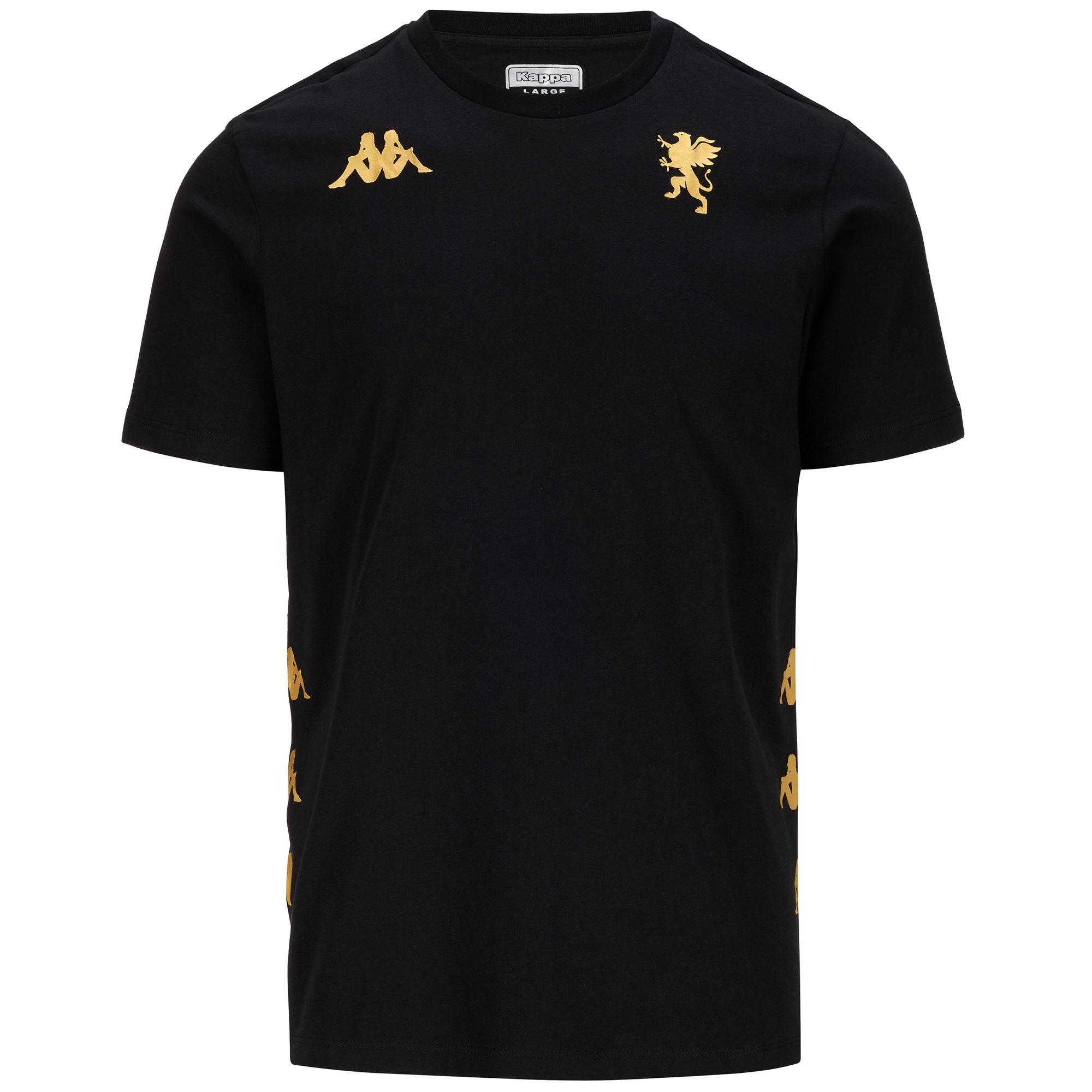 T shirt maglietta da bambino in cotone nero da calcio KAPPA