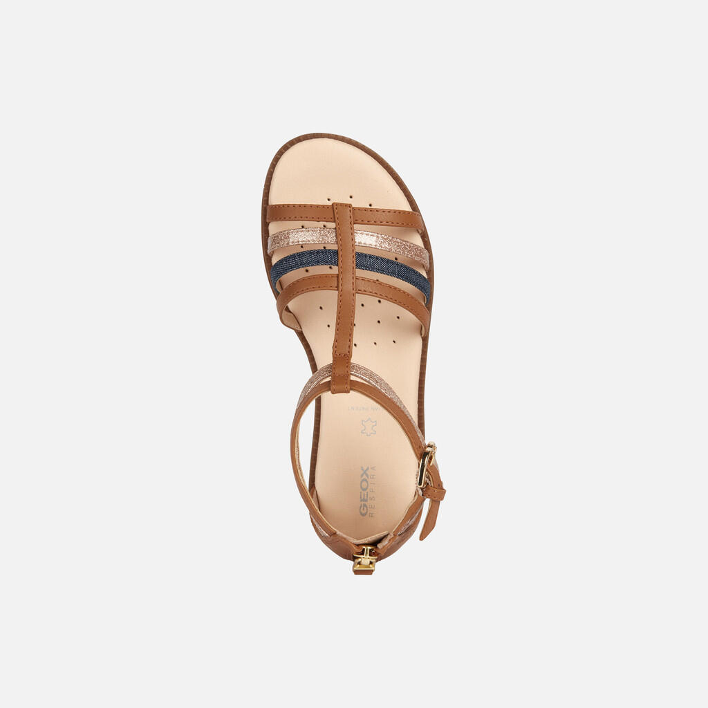 Sandales Fille JR SANDAL KARLY Cognac/Bleu Aviateur 6/7