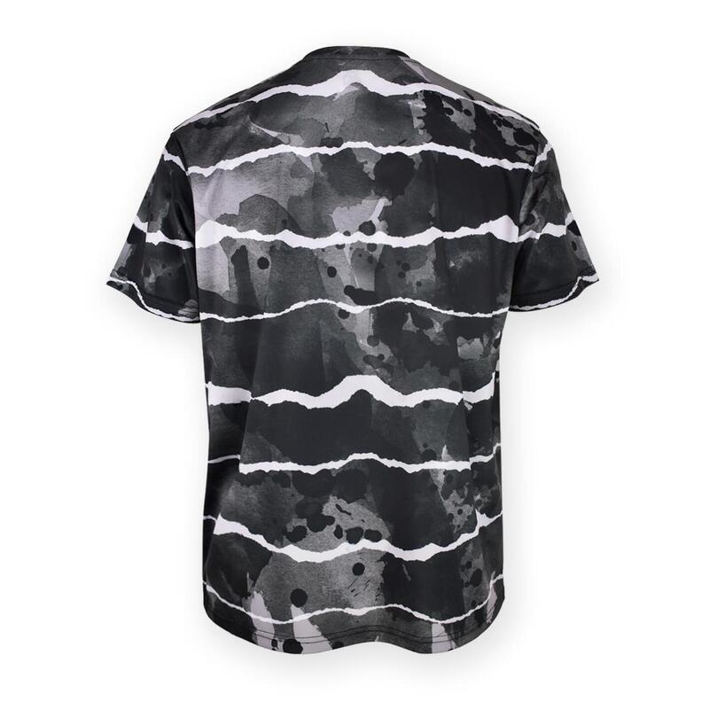 Tricou trening gri cu model modern cu valuri - L
