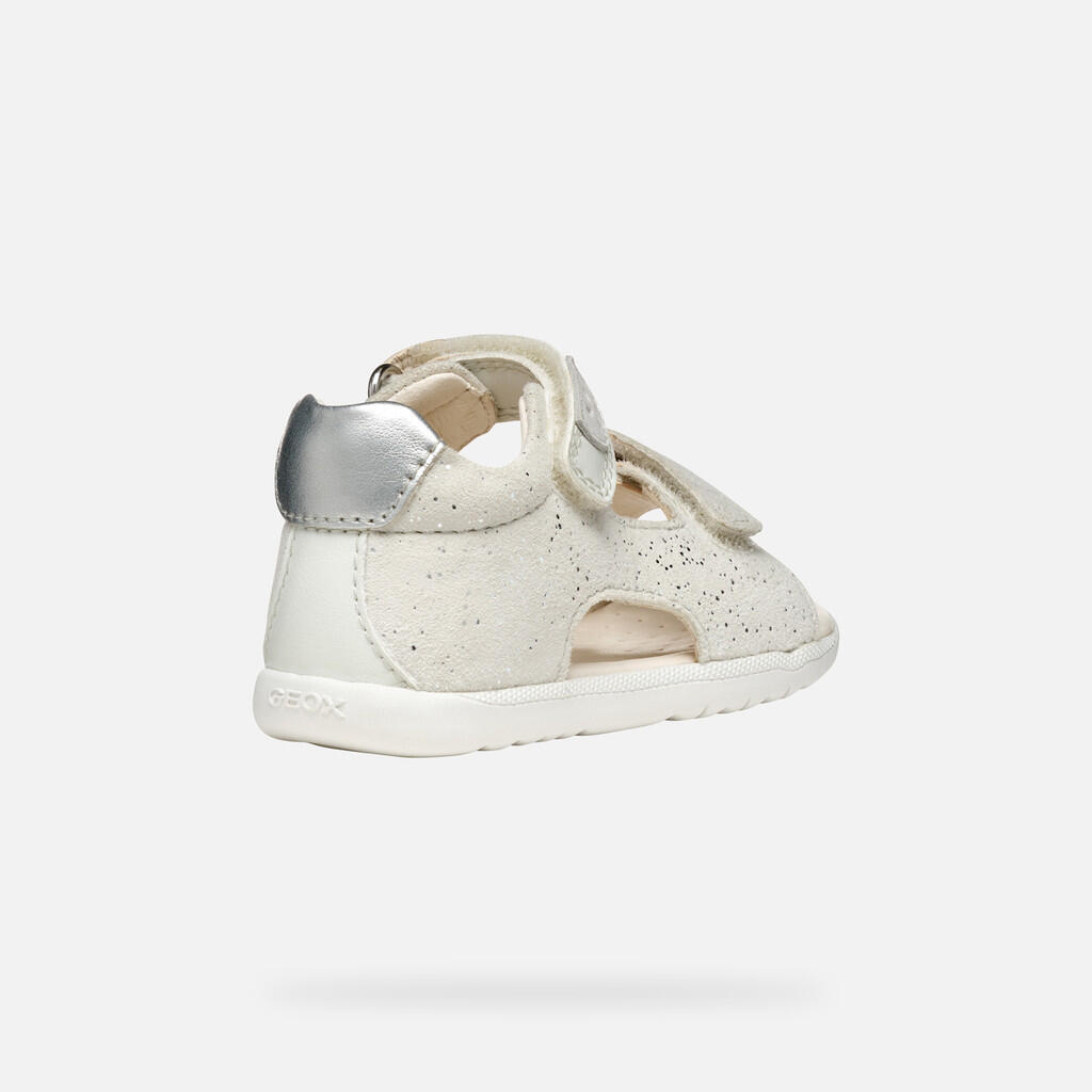 Premiers Pas Bébé Fille SANDAL MACCHIA BABY GIRL Blanc/Argent 6/7