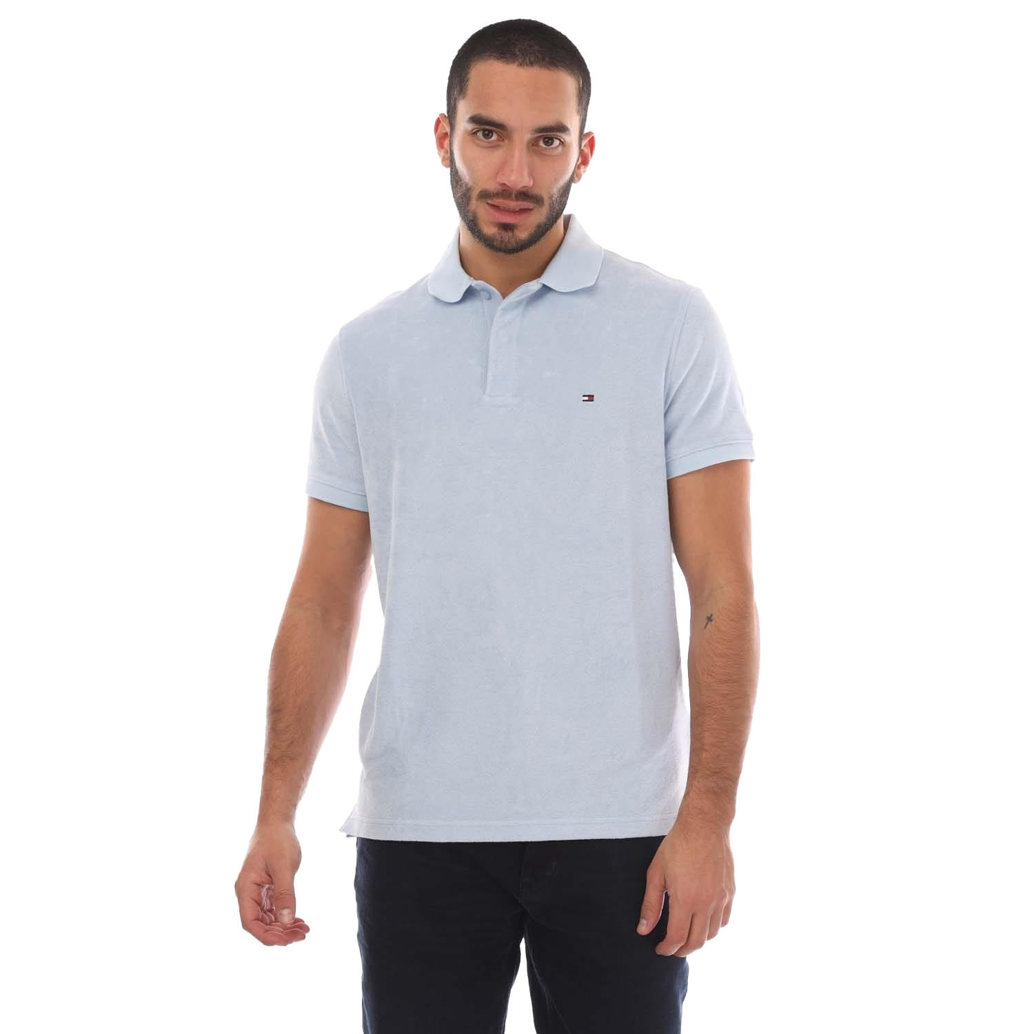TOMMY HILFIGER Mens MicroTowelling Regular Polo Shirt (Blue)