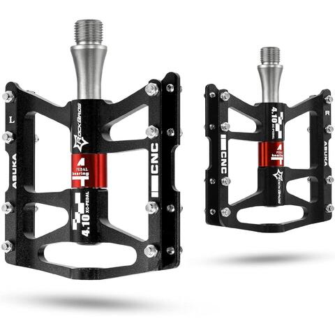 Pédales Vélo Plates LYCAON - Alliage Aluminium CNC, 3 Roulements, Antidérapantes