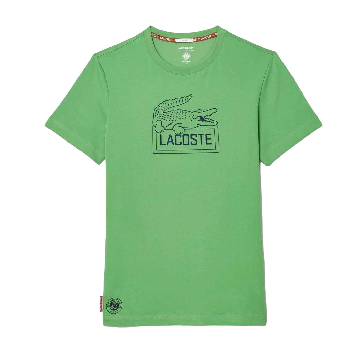 LACOSTE T-shirt Roland Garros Lacoste Verde in jersey, vestibilità regolare