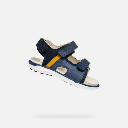 Sandales Bébé Garçon B SANDAL DELHI BOY Bleu Marine Foncé/Jaune Foncé