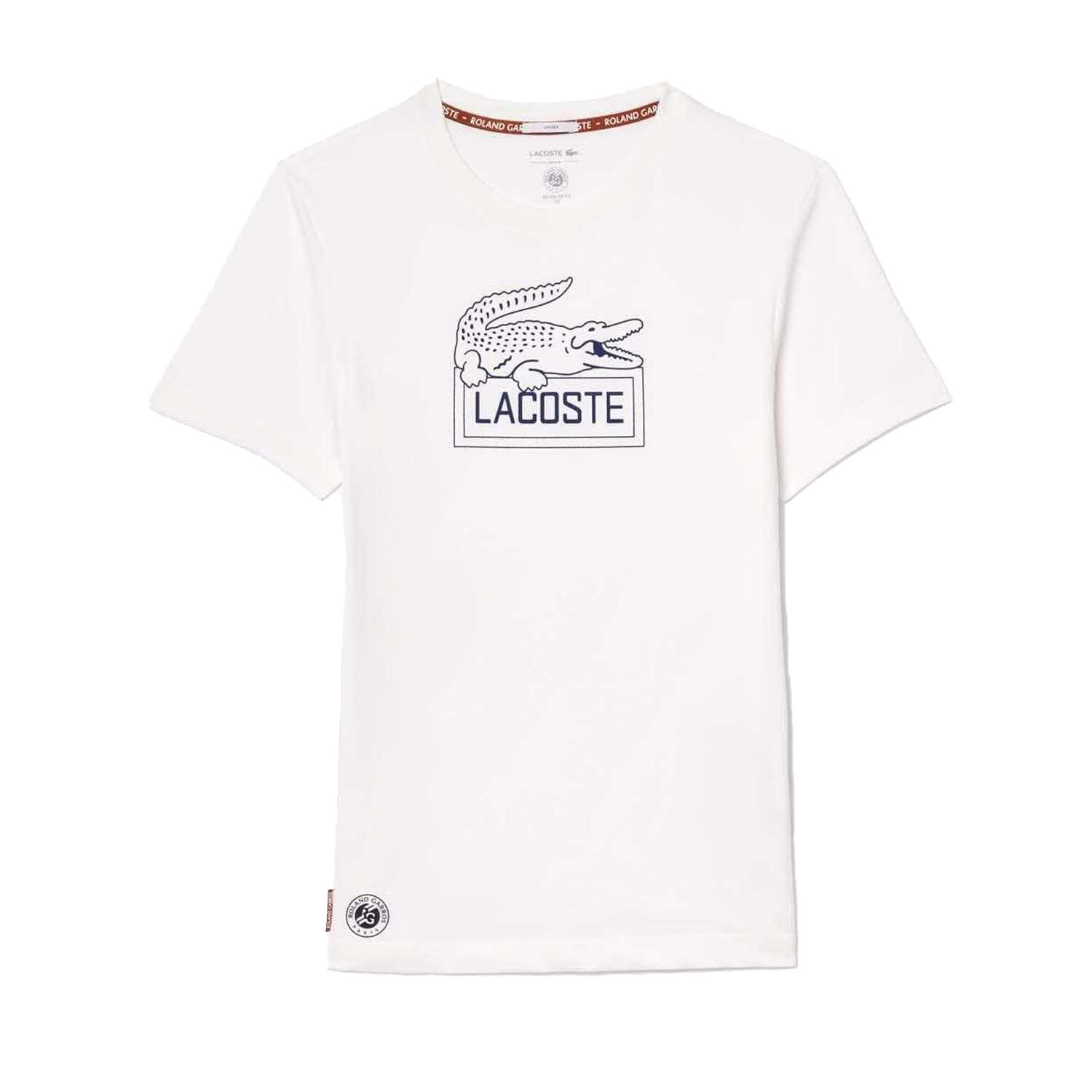 LACOSTE T-Shirt Roland-Garros Lacoste bianco cotone biologico Ultra Dry