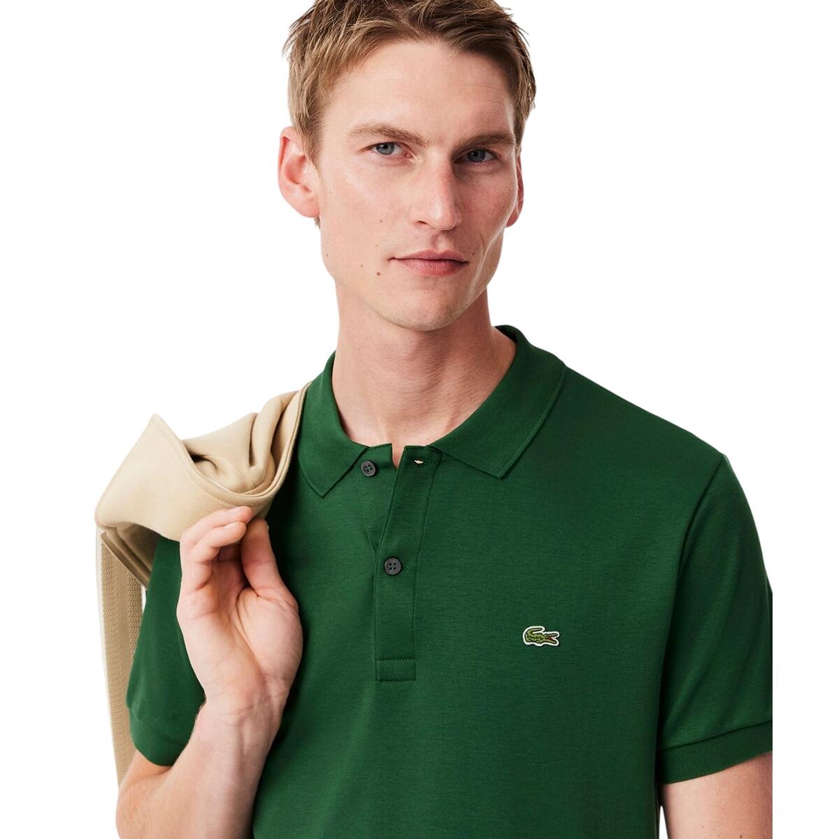 Mens Pima Cotton Regular Polo Shirt (Green) 3/4