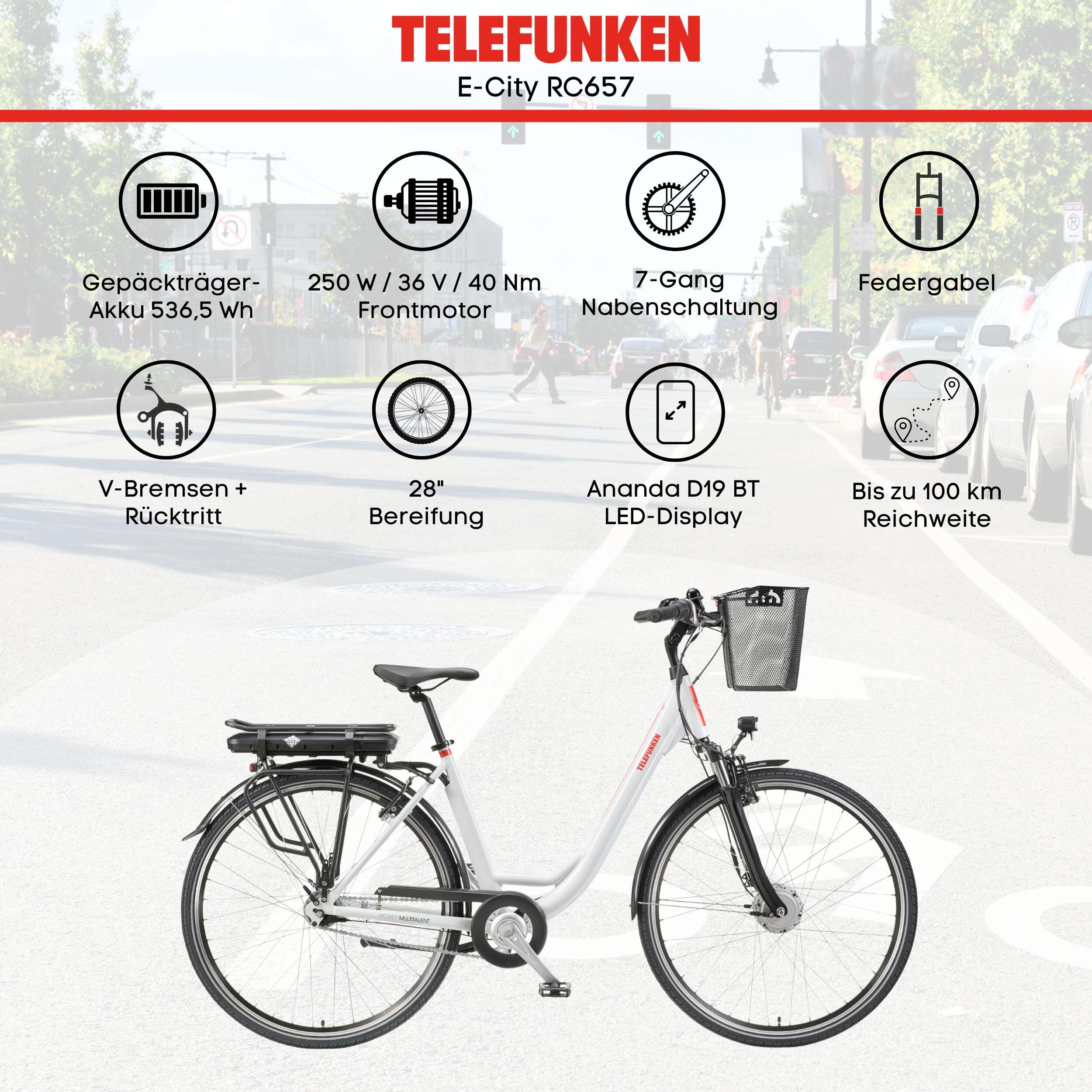 E-Bike RC657 28 Zoll 7-Gang Pedelec City Elektrofahrrad Rücktrittbremse weiß 5/8