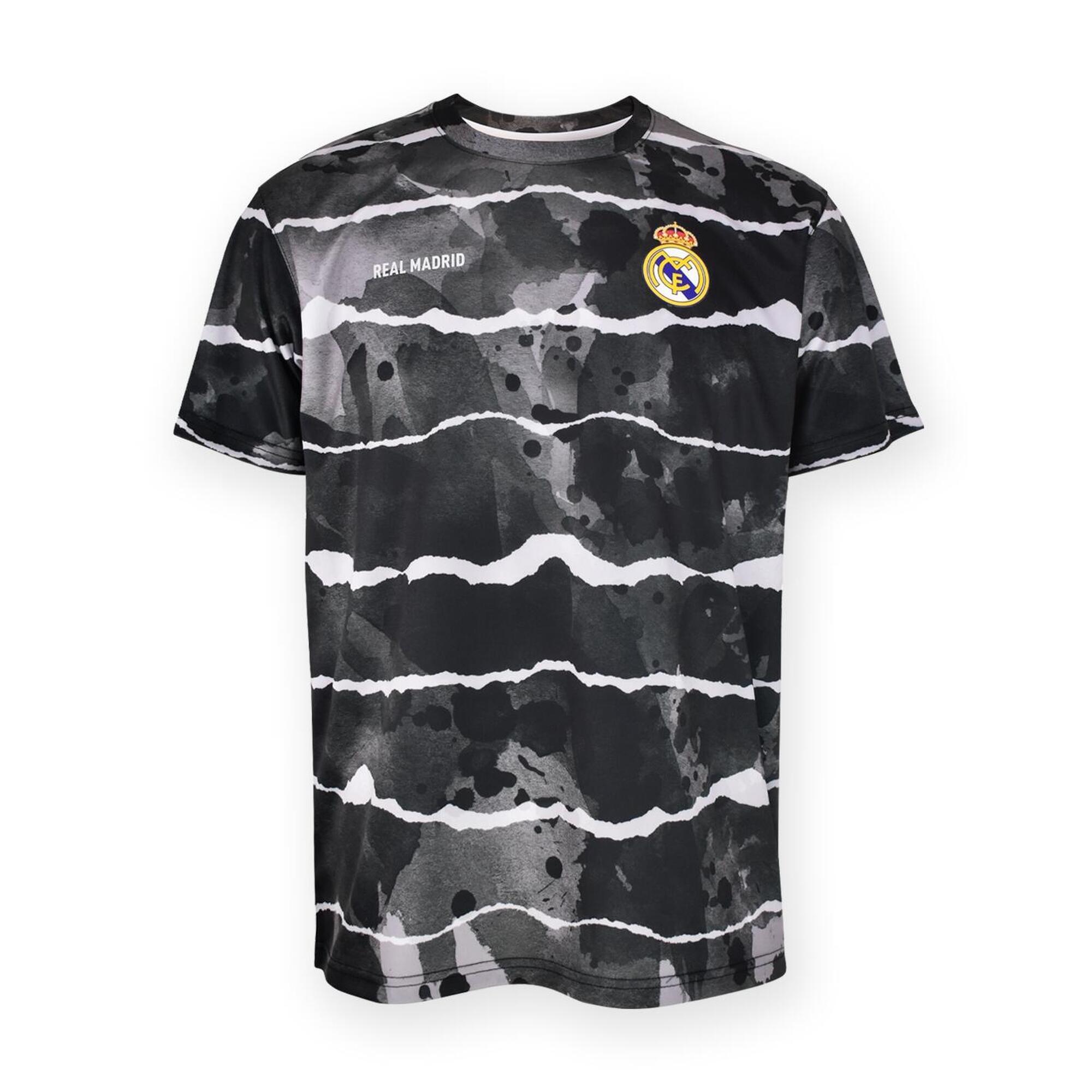 Nowoczesna szara koszulka treningowa z wzorem fal - XL