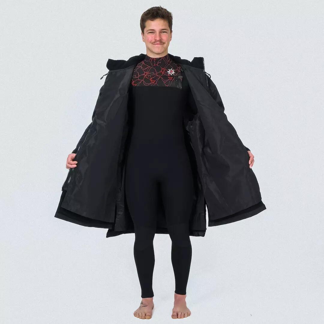 Mellow Sea - Poncho Parka Dry Stop - Doublure Amovible Imperméable / Intérieur Polaire - Peignoir De Bain - Noir - 44 L - Decathlon