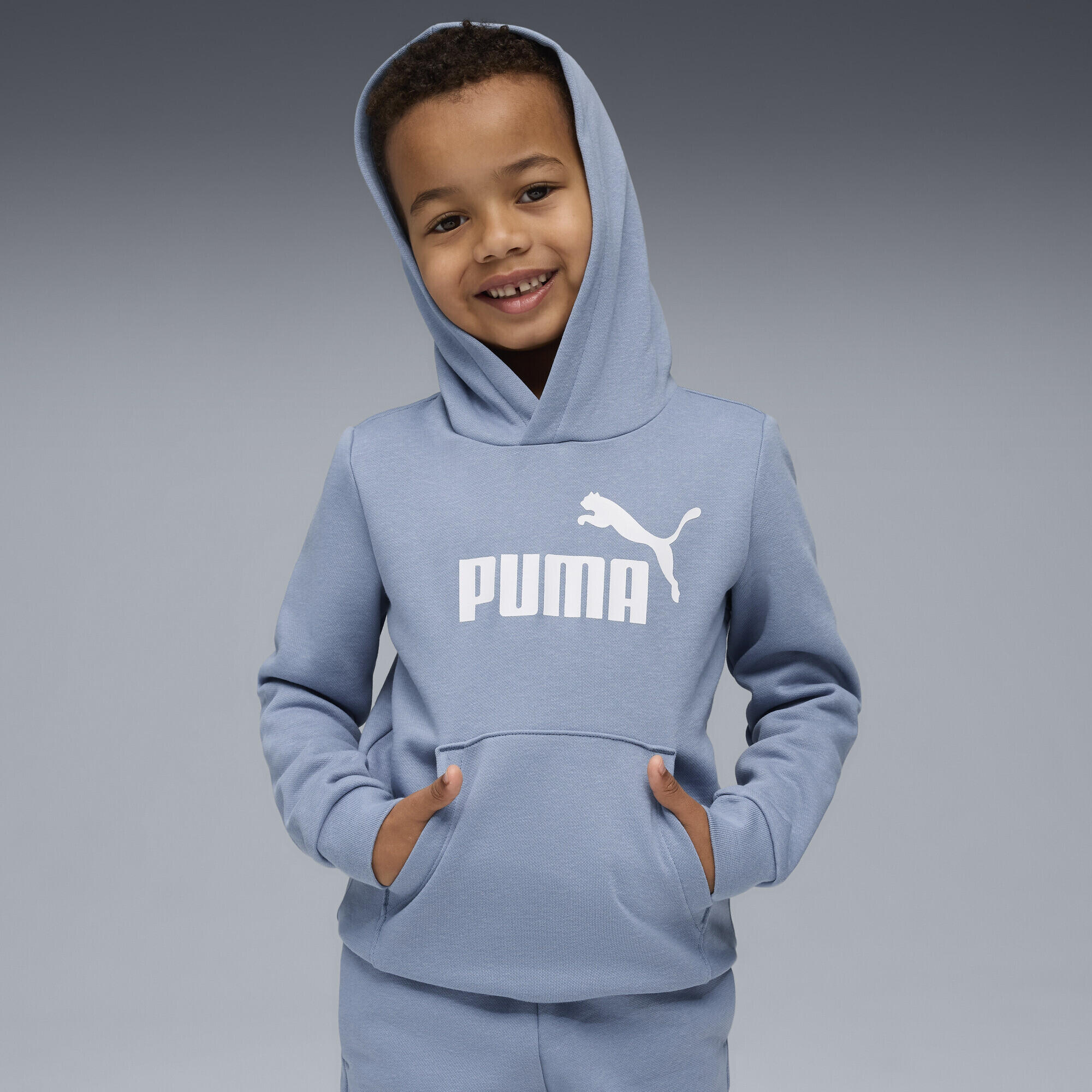 Trening alergare copii cu glugă, Essentials No.1 Logo, negru PUMA 2/7