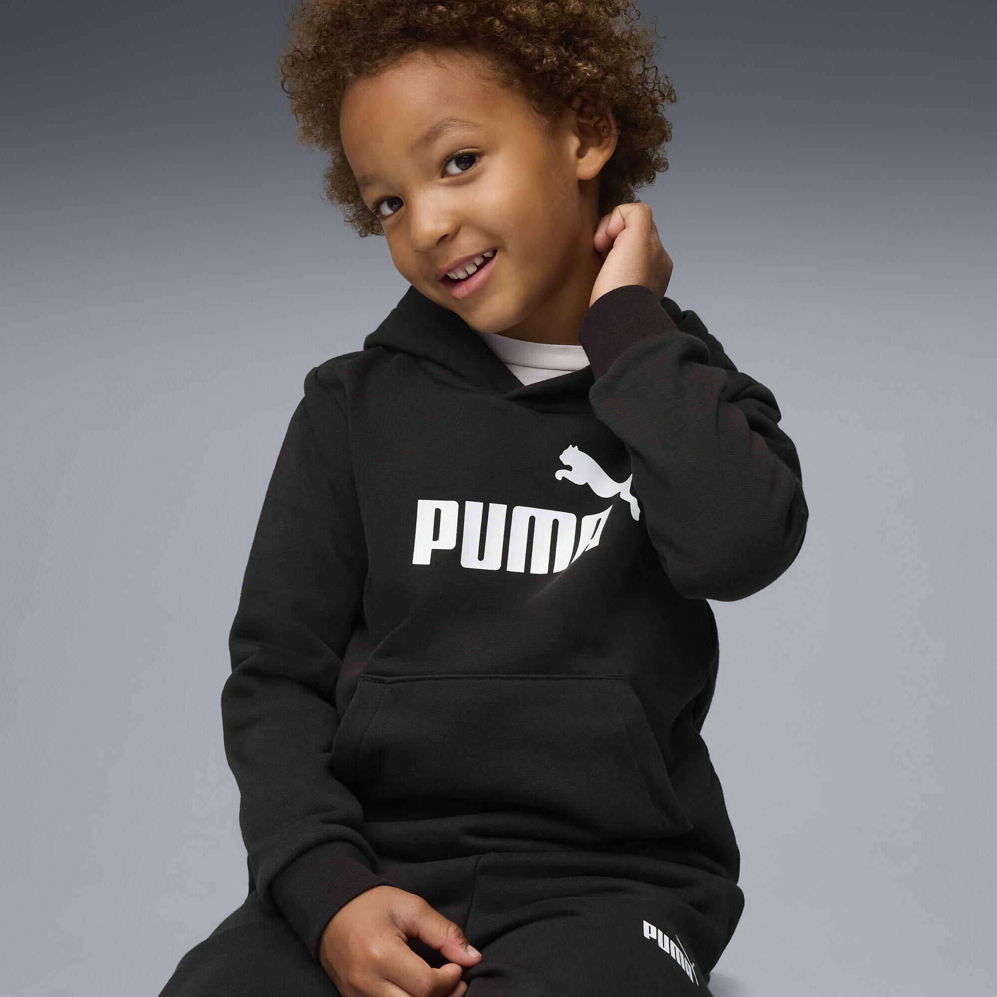 Trening alergare copii cu glugă, Essentials No.1 Logo, negru PUMA 3/7