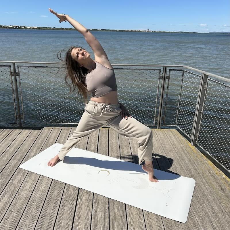 Tapis de yoga antidérapant Star Lune Blanc Or