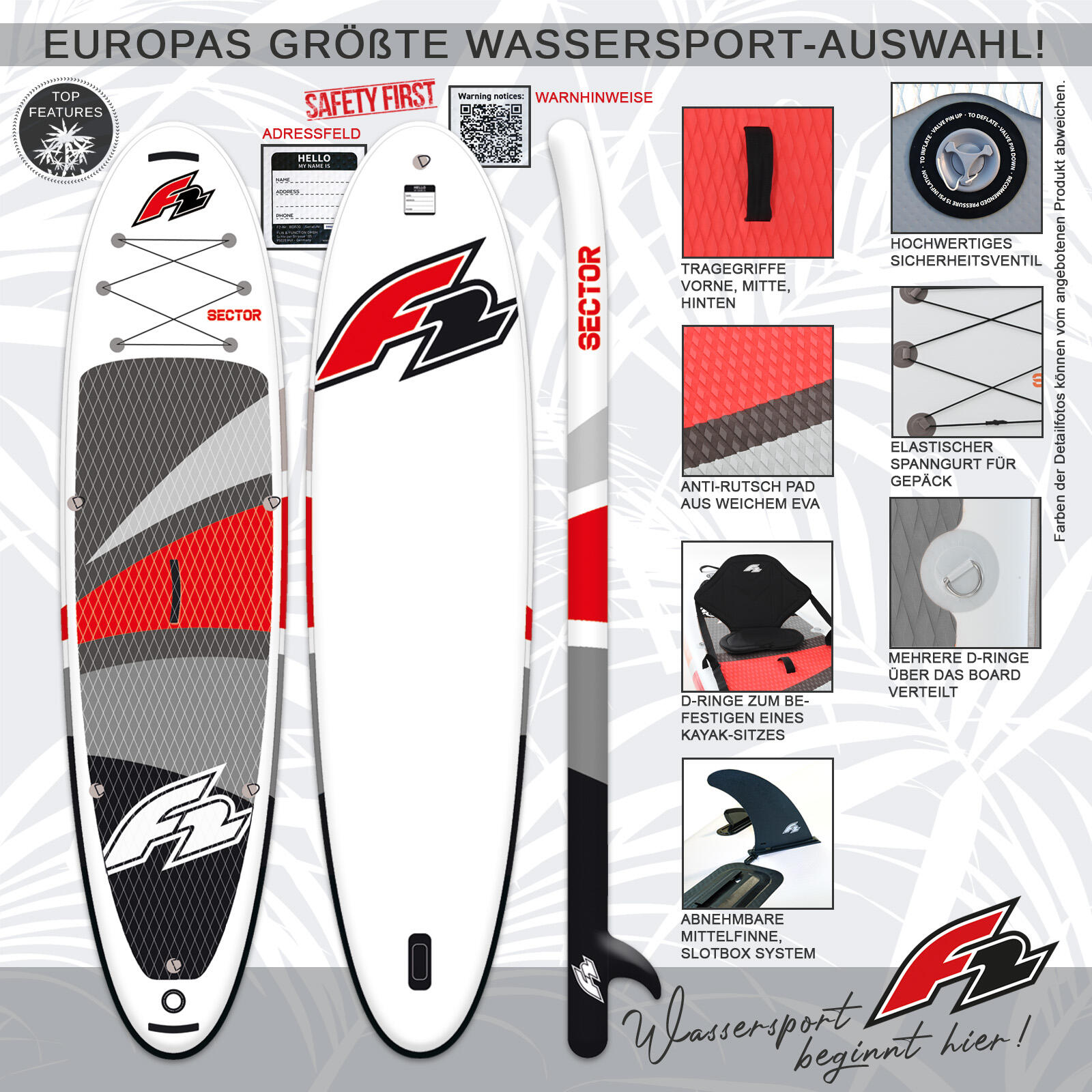 Paddleboard F2 Sector Combo 12'2'' RED 3/6
