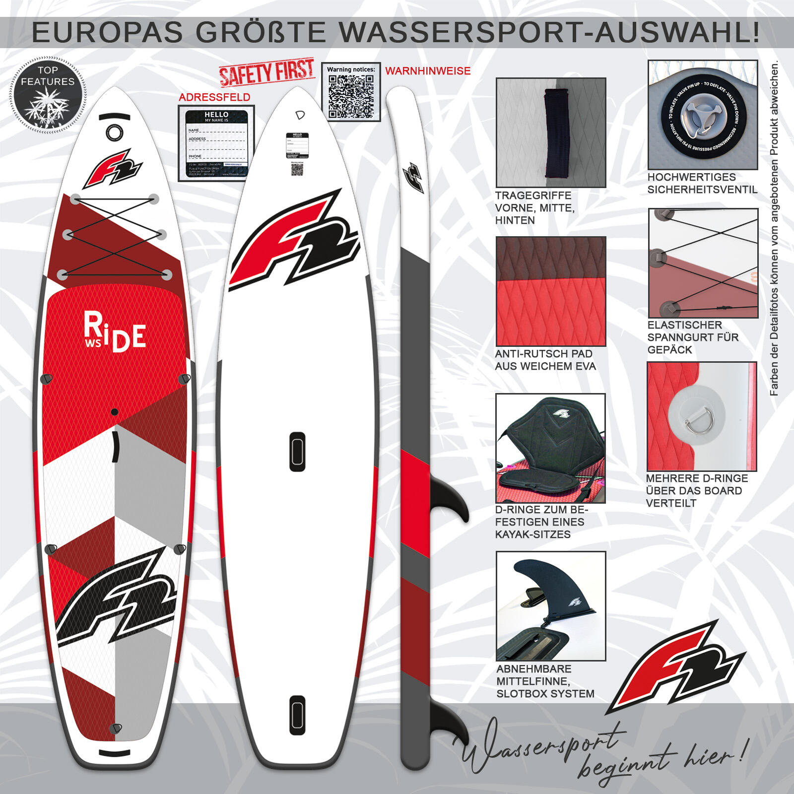 Nafukovací paddleboard SUP F2 Ride WS 10'5'' RED 3/7