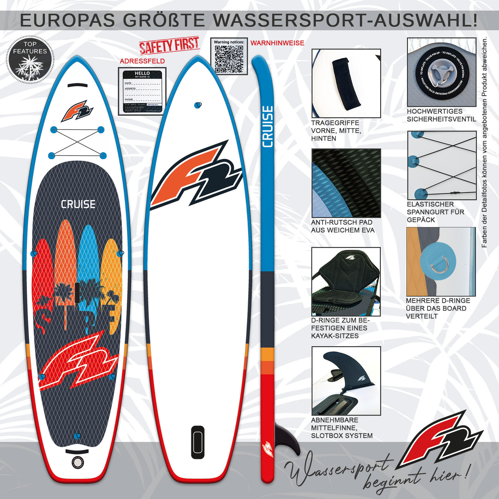 F2  Stand up Paddle Board CRUISE - HFT SUP 10,6  Dunkelblau 2/5