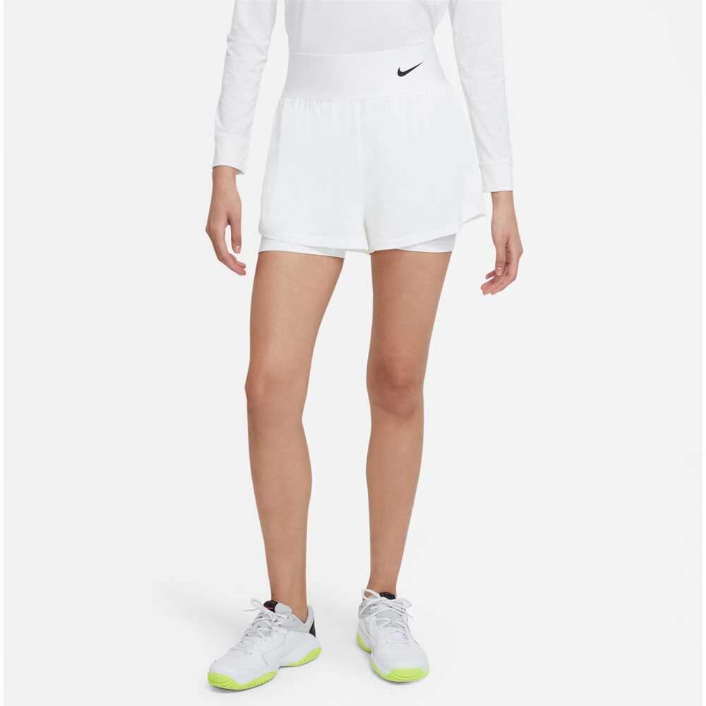 Nike W Nkct DF Advtg Shorts voor Unisex, Wit/Zwart, XS 2/7