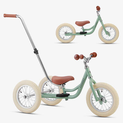 Køvapää 2-in-1 loopfiets & driewieler met duwstang – loopfiets - groen