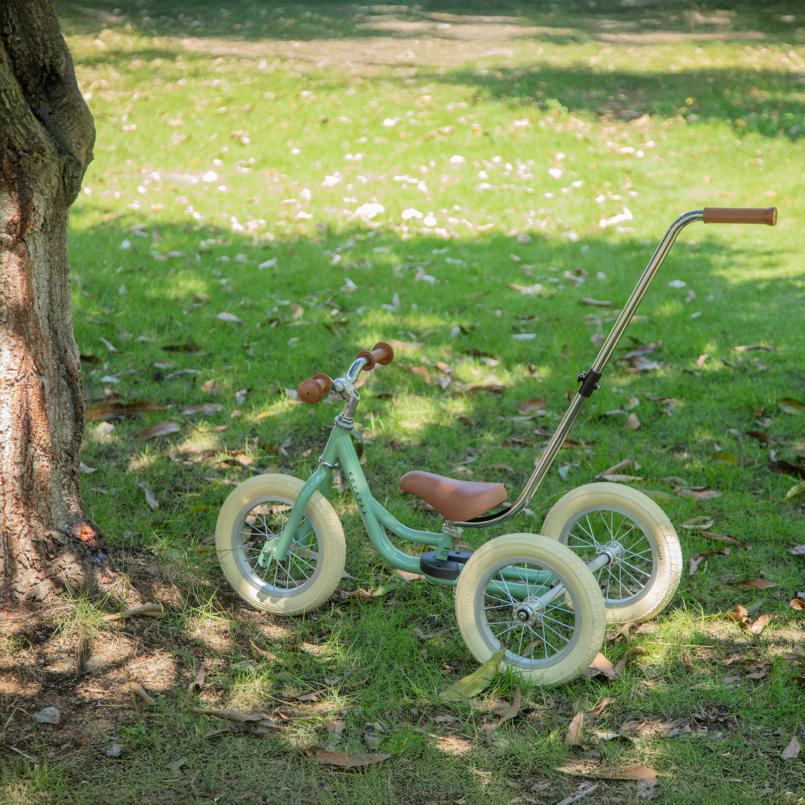 2-in-1 loopfiets & driewieler met duwstang – Loopfiets - groen 4/7