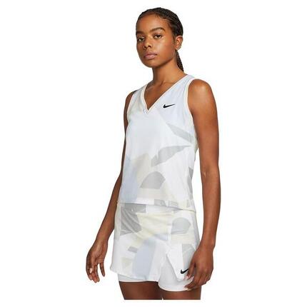 T-shirt sans manches imprimé Nike Court Victory en blanc et noir - XS