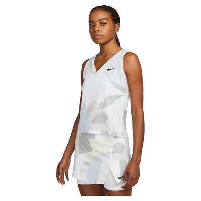 Nike court victory bedrukt mouwloos t-shirt in wit en zwart - xs