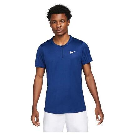 Polo Nike Court Dri-Fit Advantage à Manches Courtes en Bleu Royal et Blanc