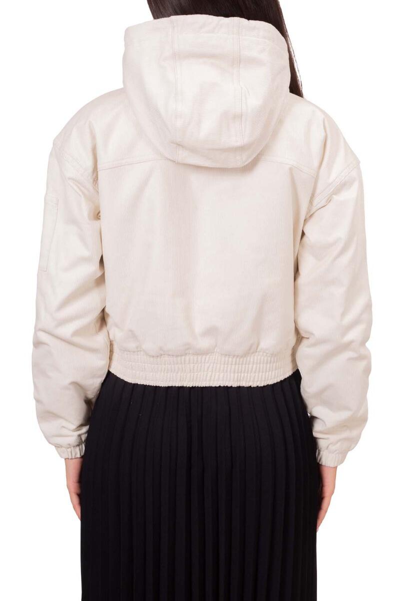 Giacca donna crop in velluto con cappuccio 3/5