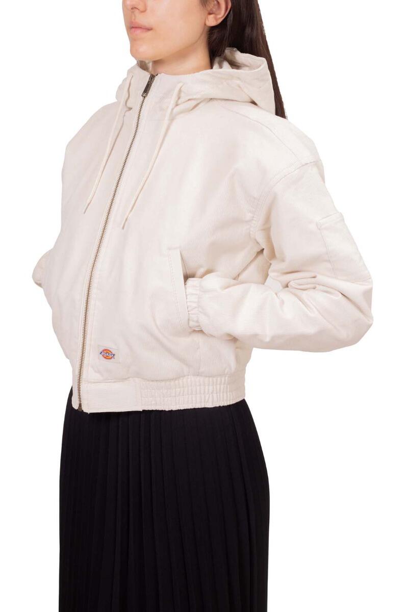 Giacca donna crop in velluto con cappuccio 1/5