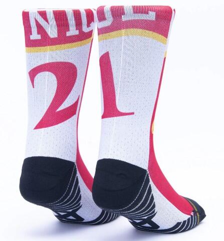 Calzini Scrimmage unisex basket Jersey Dominique Red-White  Taglia M (39-44) 2/2