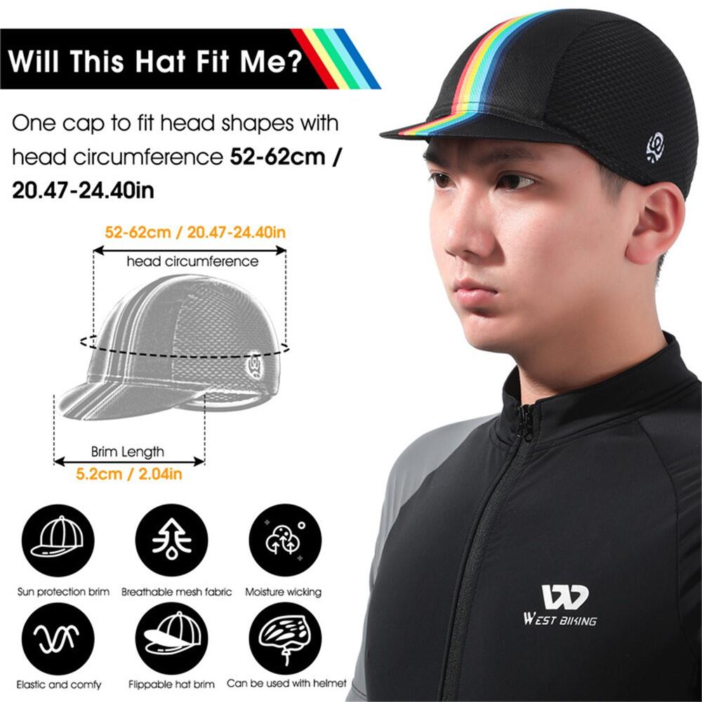 Casquette été anti-UV WEST BIKING YP0201298 réversible - Arc-en-ciel/Noir 7/7