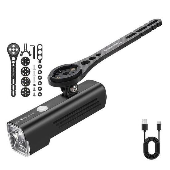 Faro anteriore 1000 lumen WEST BIKING con supporto in carbonio e cronometro