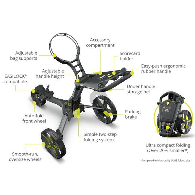 Motocaddy QB2 3 Wiel Golftrolley Zwart Lime 2/5