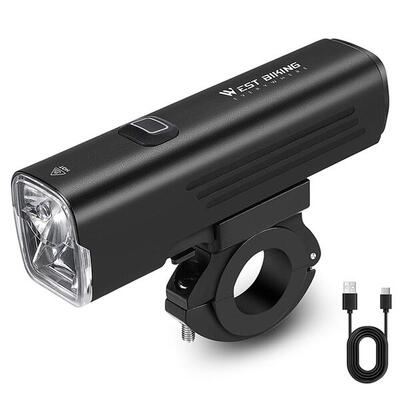 Faro anteriore 1000 lumen WEST BIKING YB0701387 USB. 7 modalità. con supporto