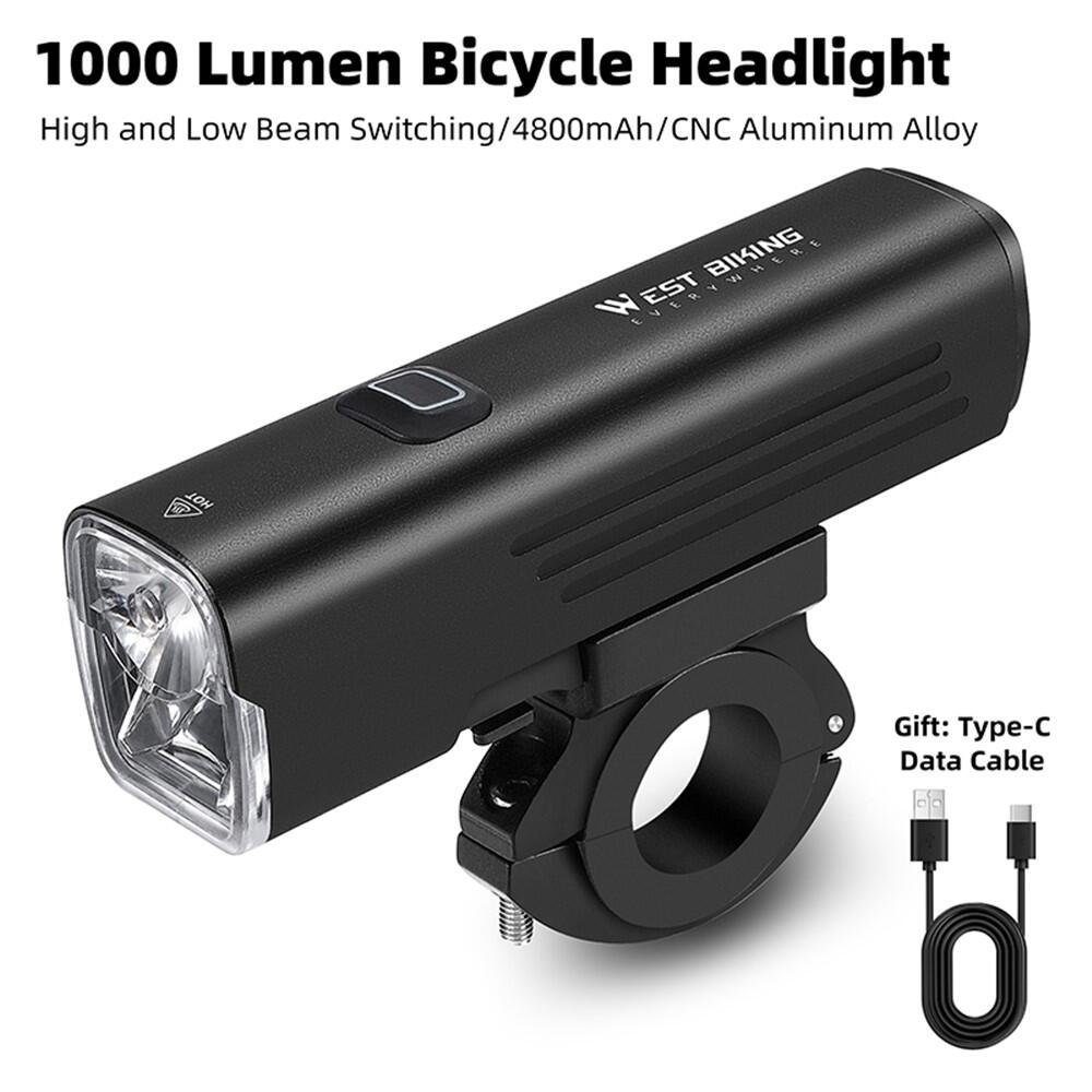 WEST BIKING YB0701387 1000 Lumen Fahrradlampe, USB, 7 Modi, mit Halterung 2/7