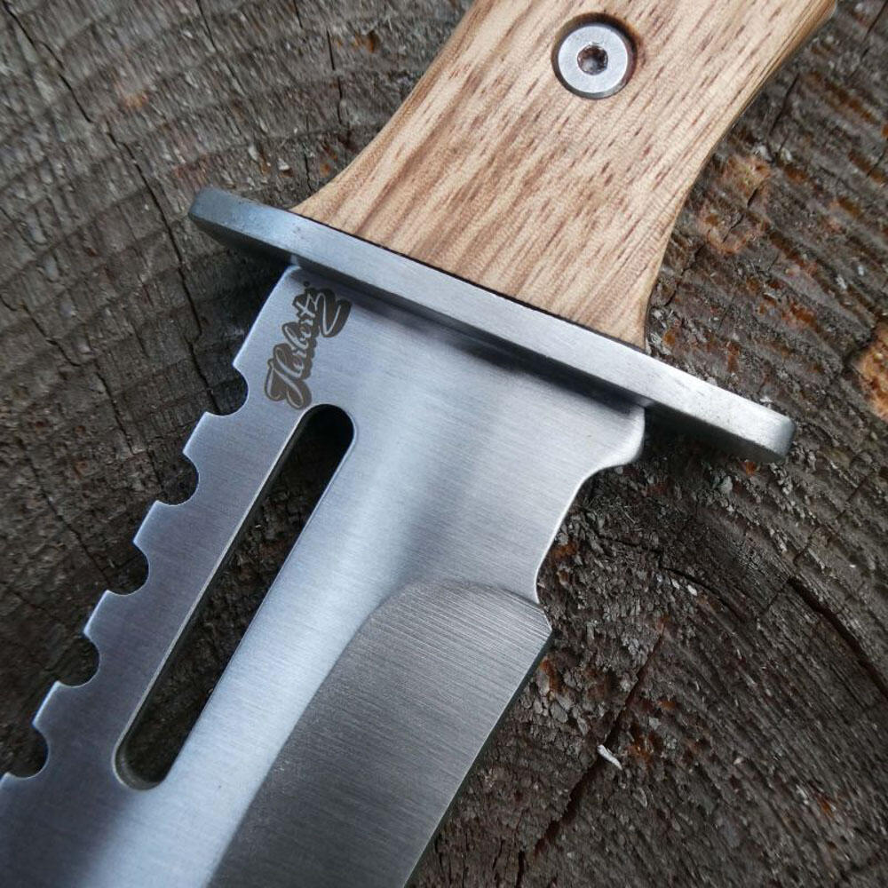 Cuchillo Bowie cuchillo de cinturón camping Outdoor cuchillo madera de zebrano 4/4