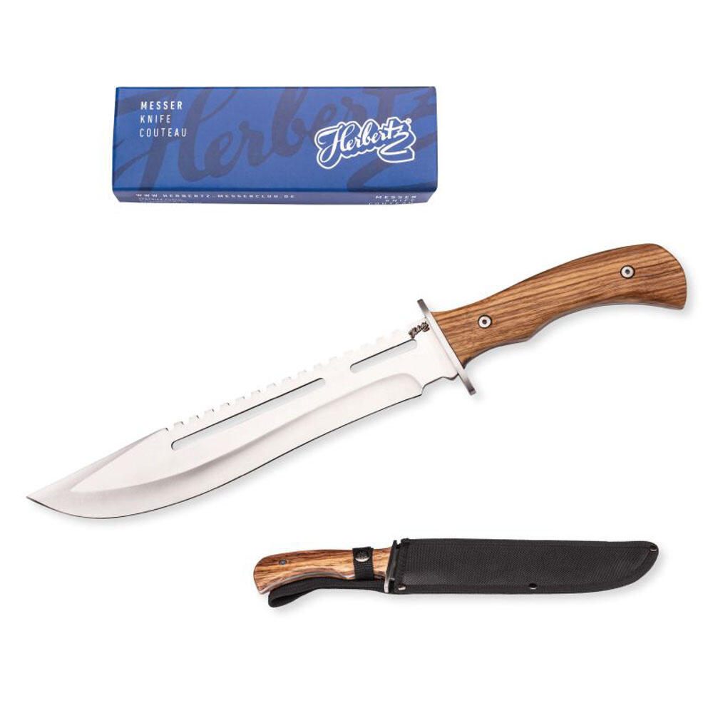 Cuchillo Bowie cuchillo de cinturón camping Outdoor cuchillo madera de zebrano 2/4