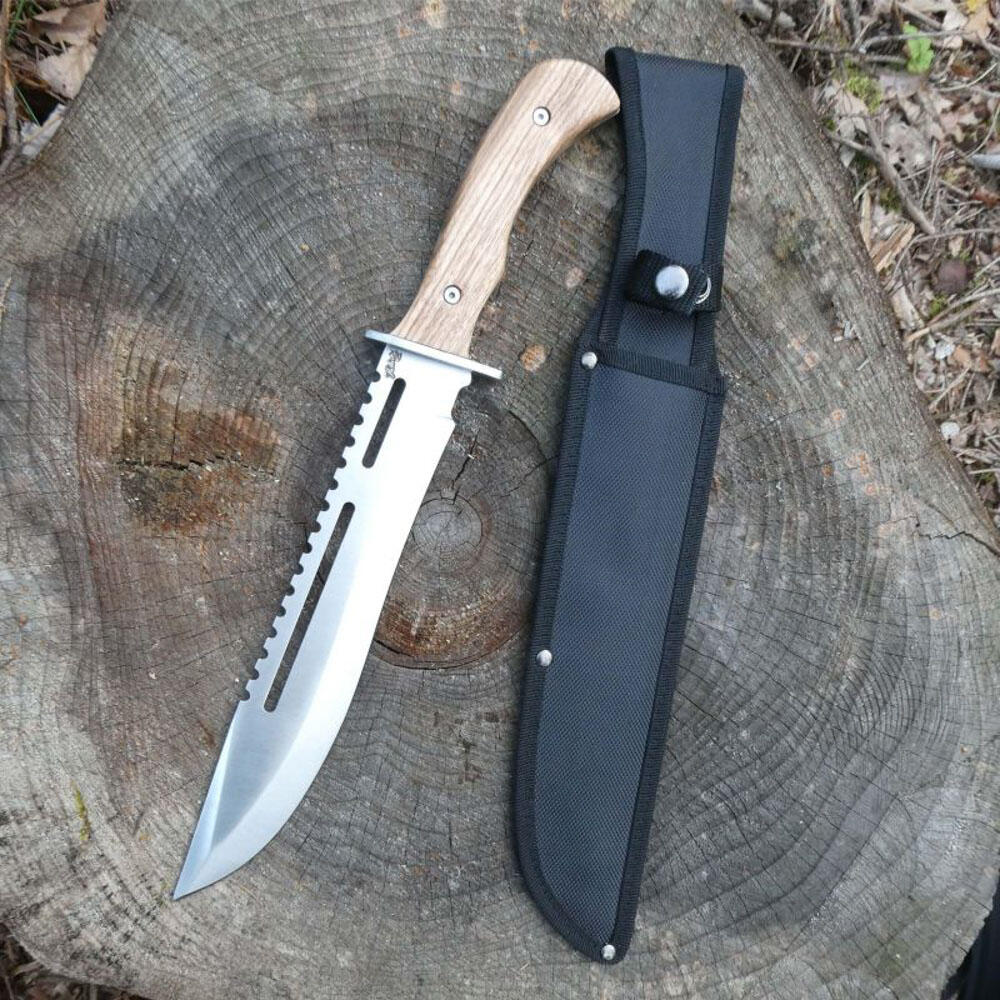Cuchillo Bowie cuchillo de cinturón camping Outdoor cuchillo madera de zebrano 3/4
