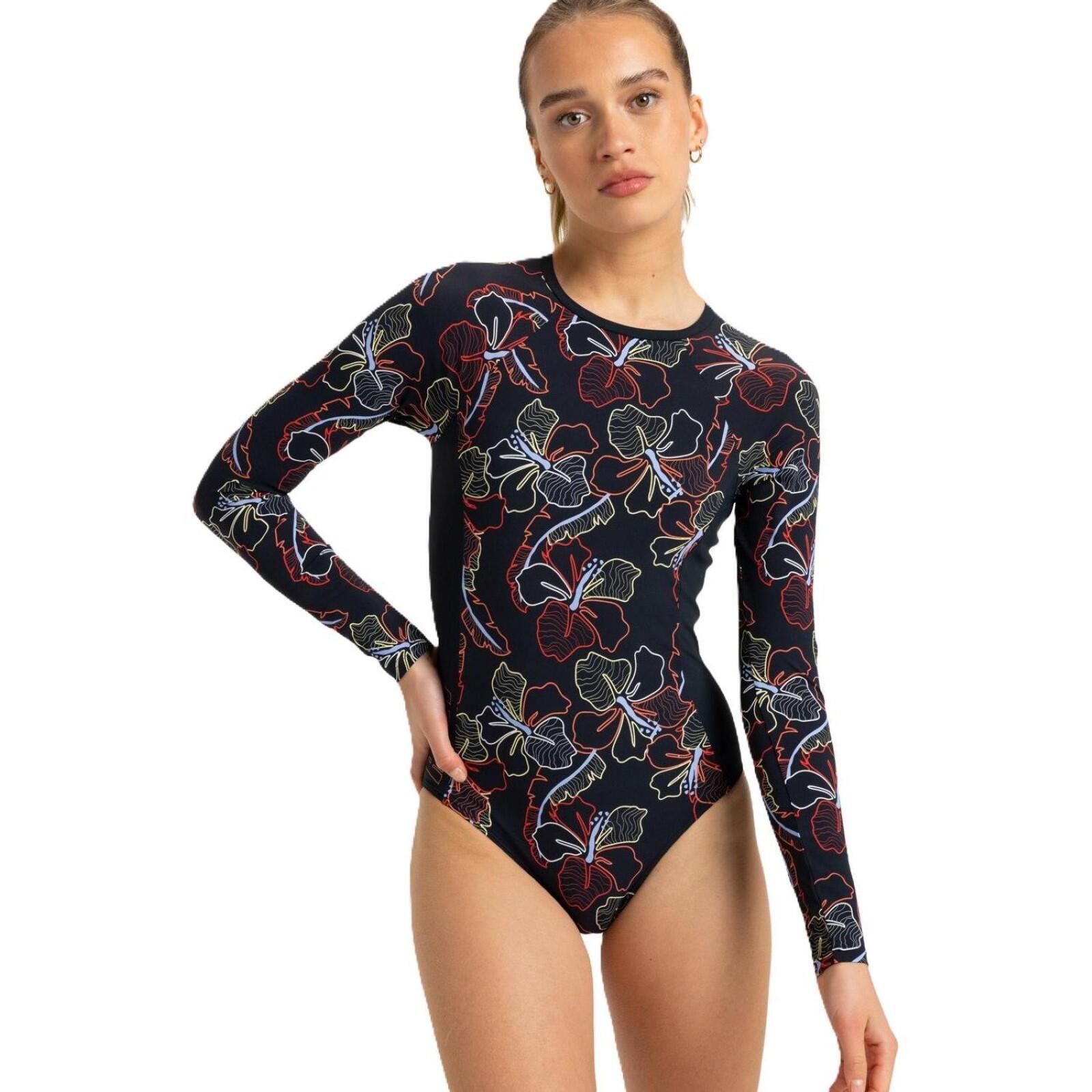 ROXY Roxy Roxy Active Rash Vest-Anthracite Athletic Hibiscus