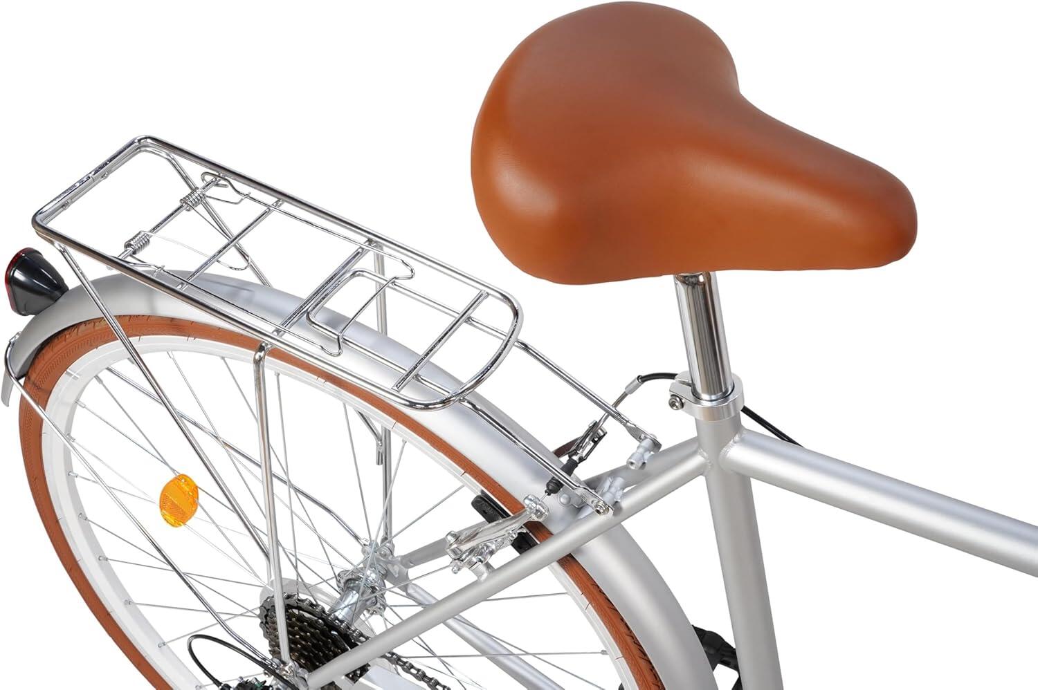 Southken - Bicicleta retrô 28” 7V, bagageiro e ajustável. Grey 5/7