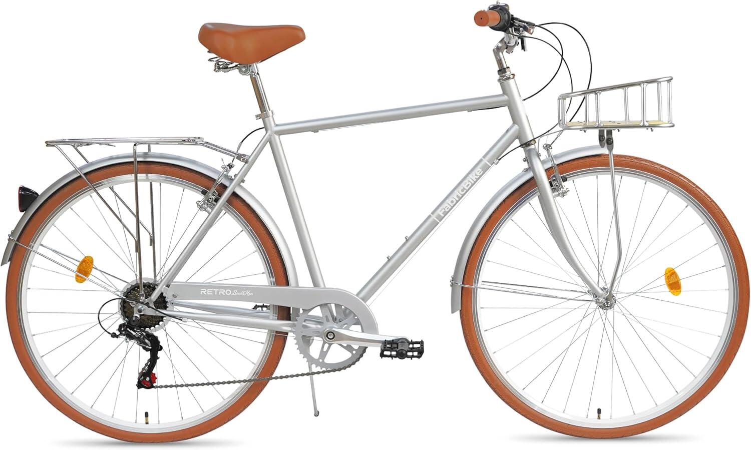 FABRICBIKE FabricBike Southken - Bici classica 28”, 7V, cestino e sella comoda - Grigio