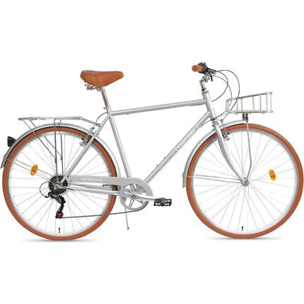 FabricBike Southken – rower miejski 28”, koszyk, komfort, 7 biegów. Grey Deluxe