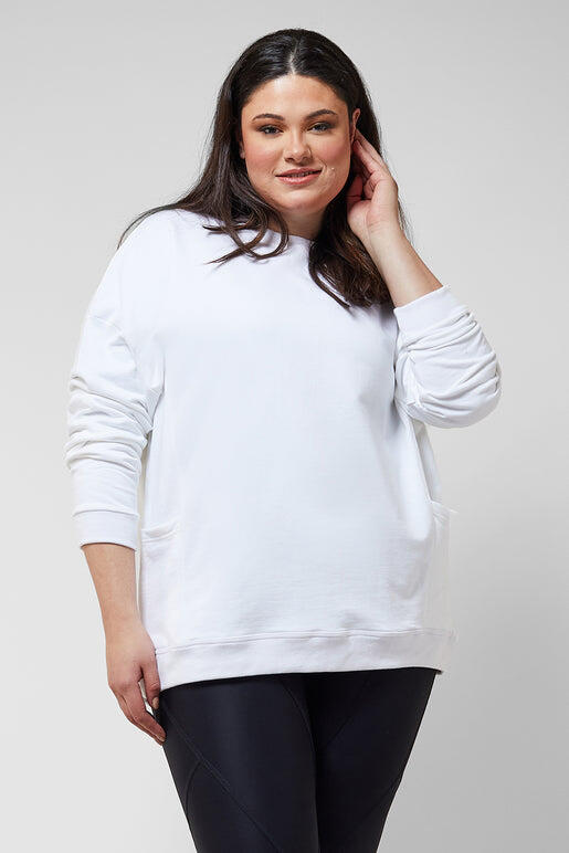 TLC SPORT Relaxed Fit Sweatshirt With Pockets White