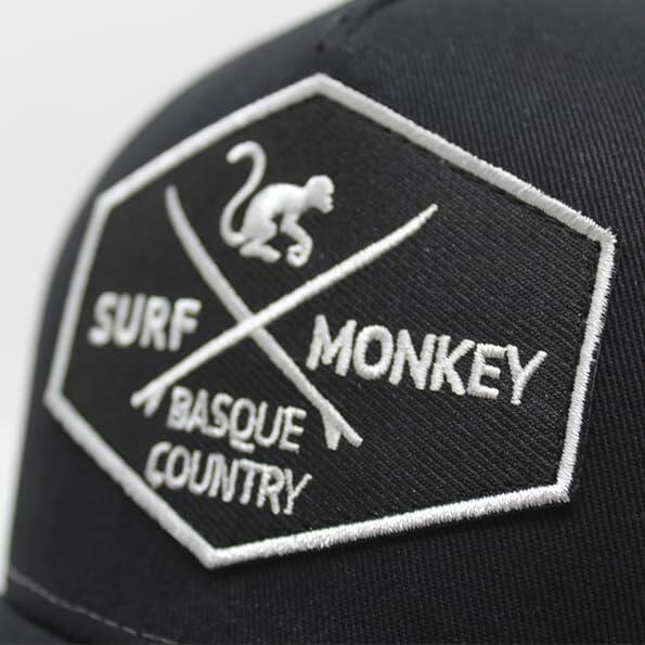 Gorra Trucker - 5 Paneles / Reciclada / Adulto / Talla única (Negro/Plomo) 3/4