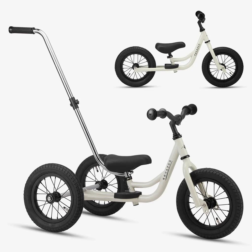 Trojkolka a odrážadlo 2 v 1 s vodiacou tyčou Køvapää Trike - Béžová