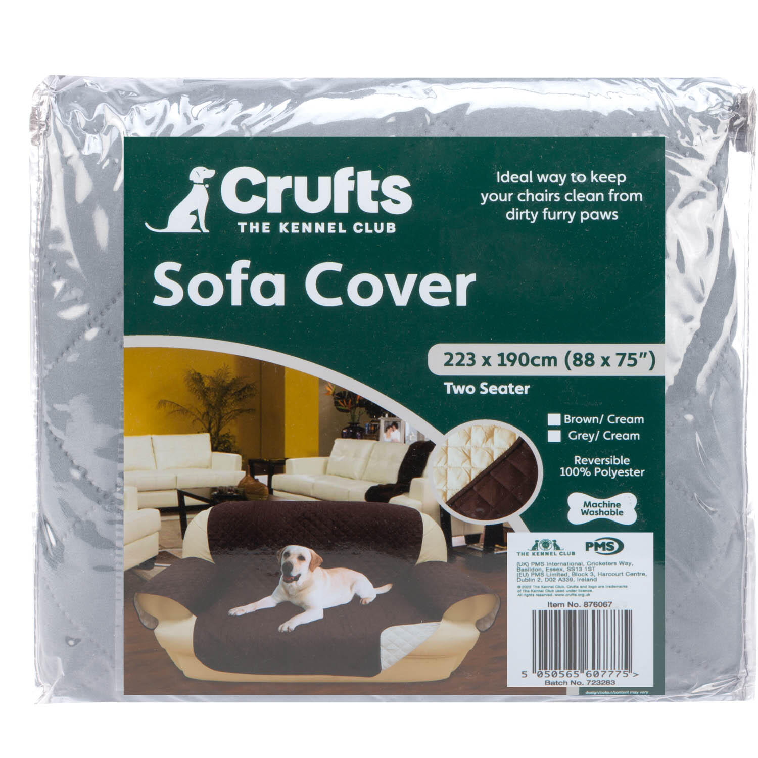 Crufts- 2 Seat Sofa Cover- Pets Sofa Cover, Grey and Beige, 223 x 190cm 1/7
