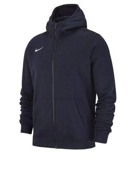 Nike club19 unisex kinder hoodie met volledige rits. obsidiaan wit. maat l