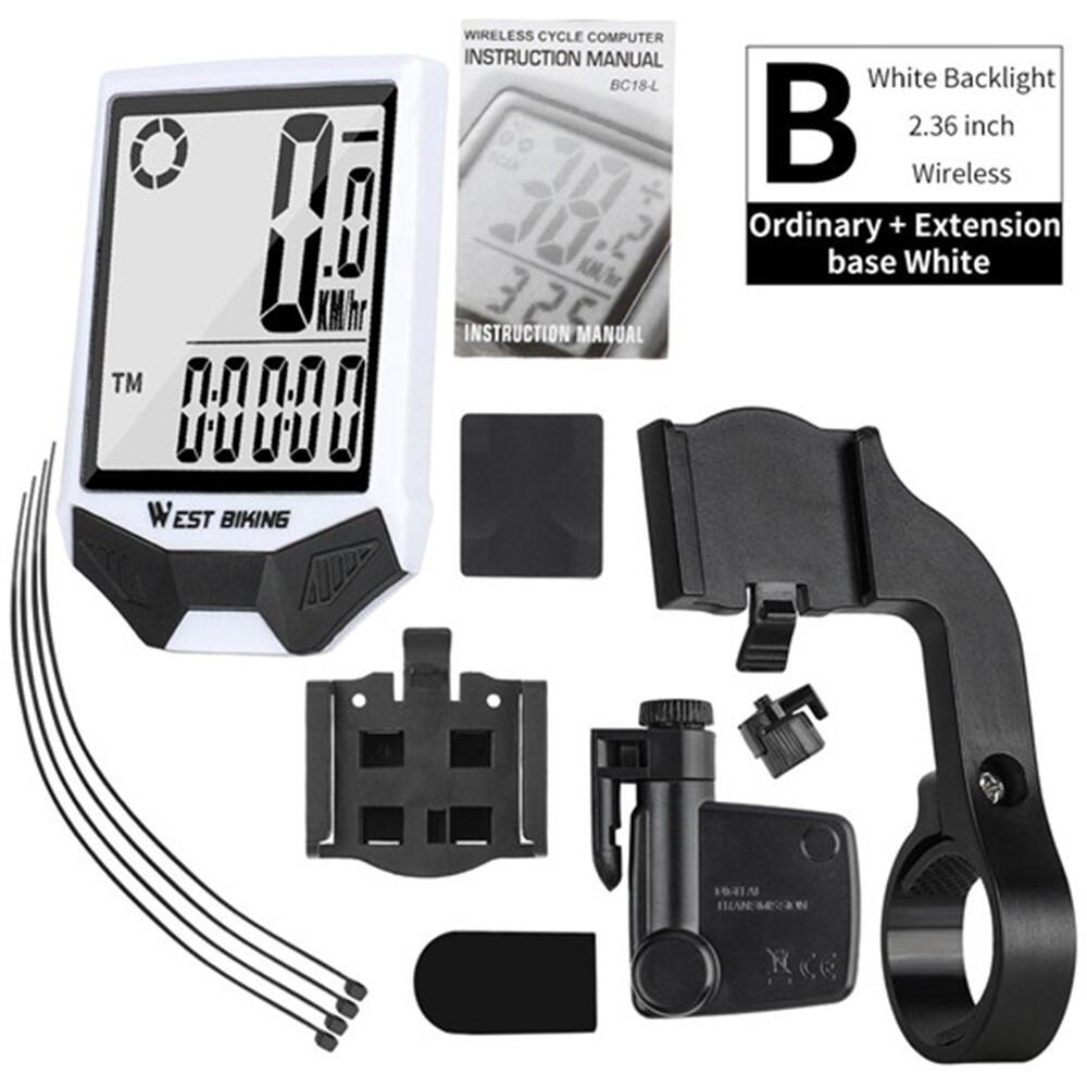 Contachilometri wireless WEST BIKING, impermeabile, doppio LED, con supporto 2/7