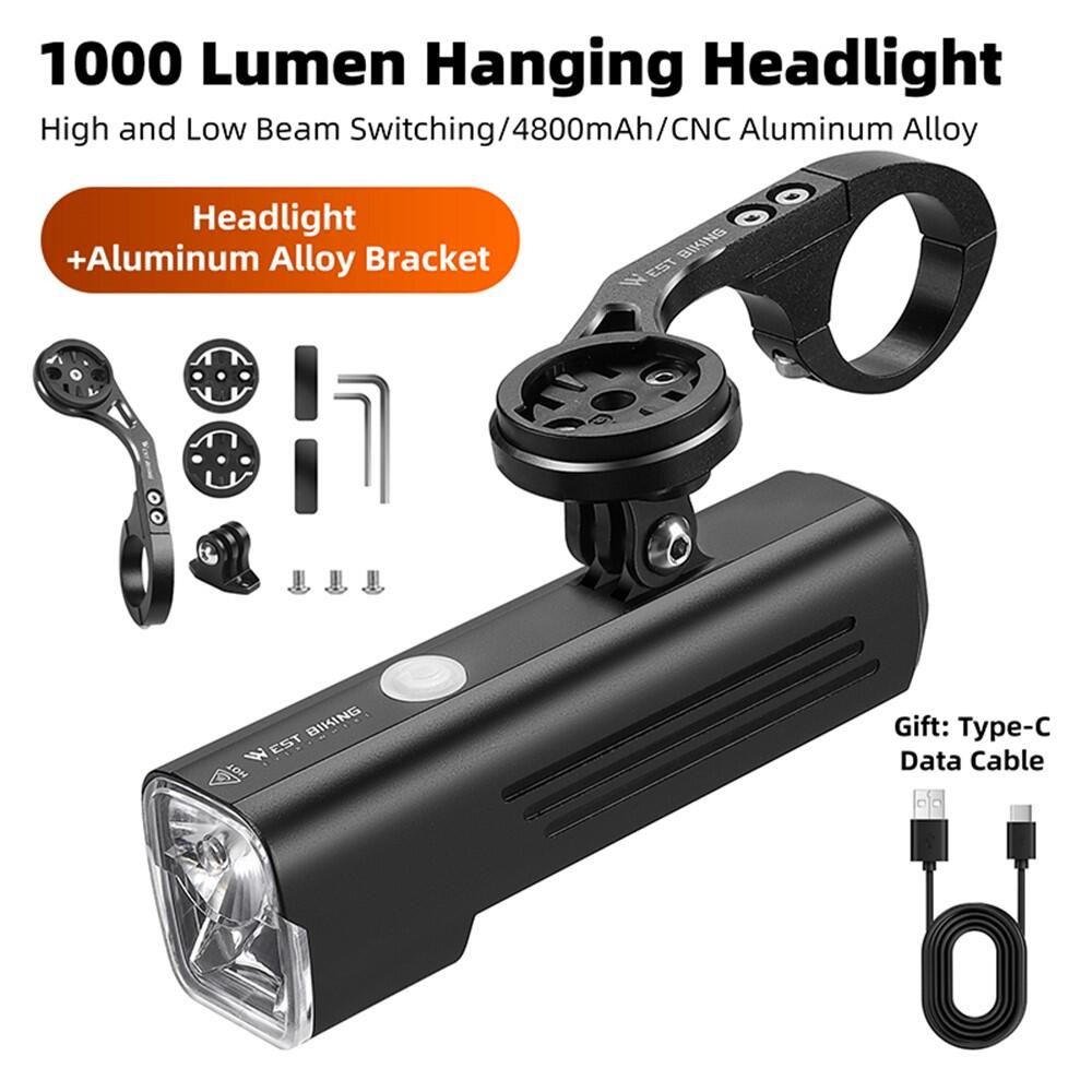 WEST BIKING oplaadbare koplamp met aluminium stopwatchhouder 2/7