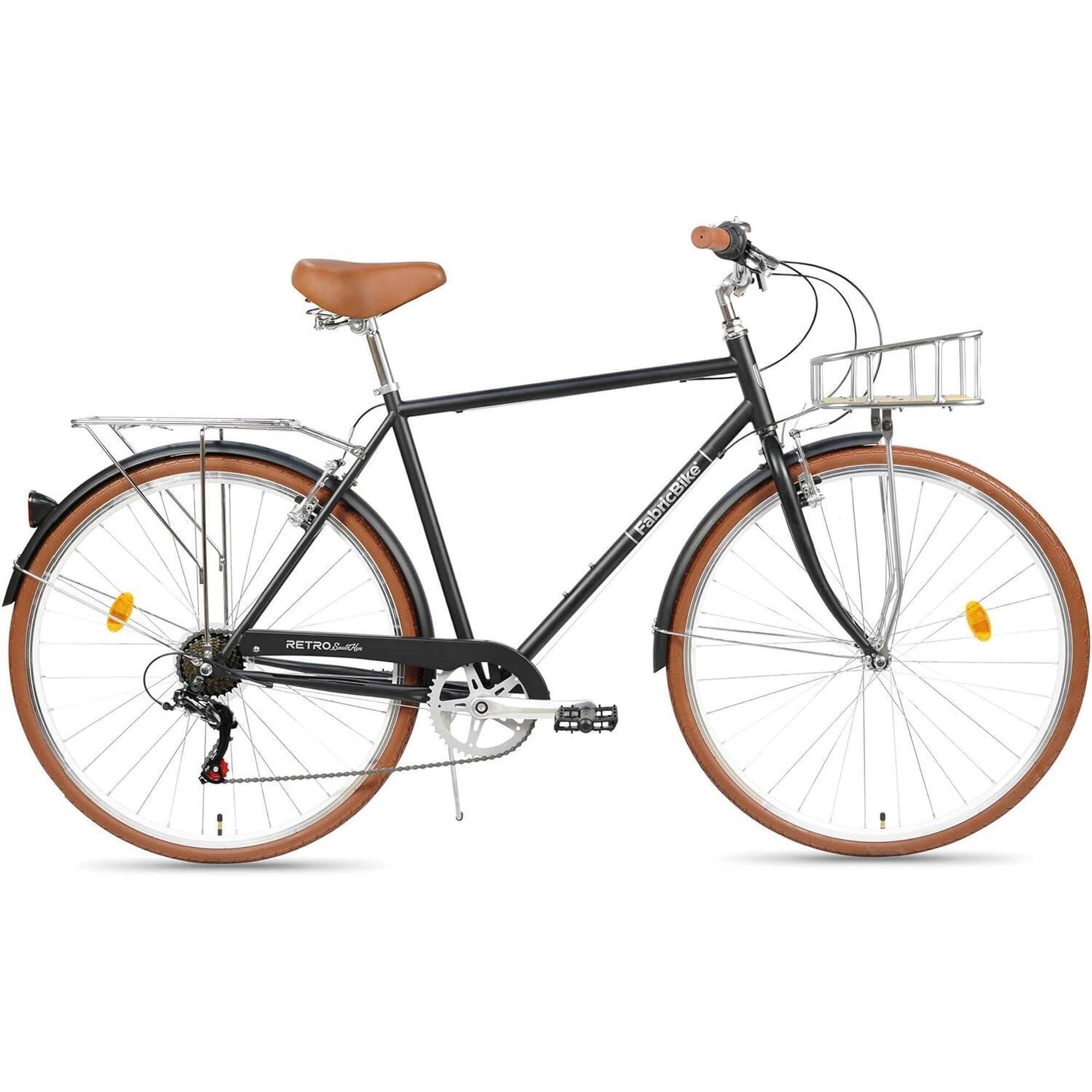 Fabricbike - Southken - Vélo De Ville 28", Classique, Panier, Selle Confort, 7v - Noir - City Speed - Noir - 58 Cm - Decathlon